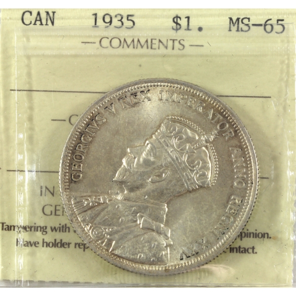 Silver $1 1935 ICCS MS65