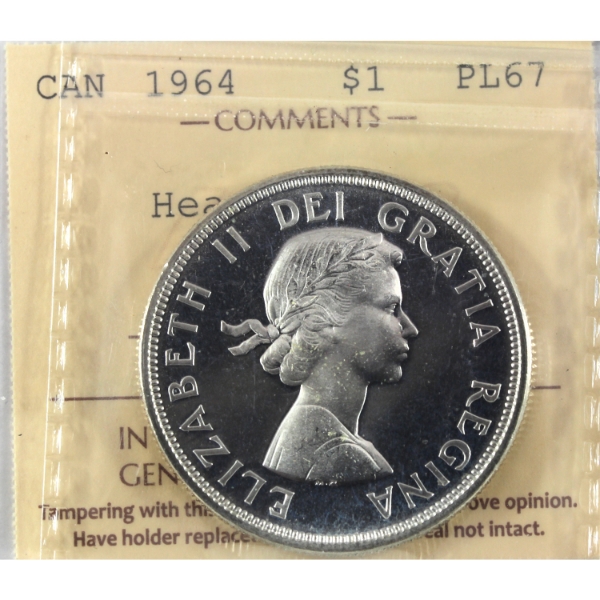 Silver $1 1964 ICCS PL67 Heavy Cameo