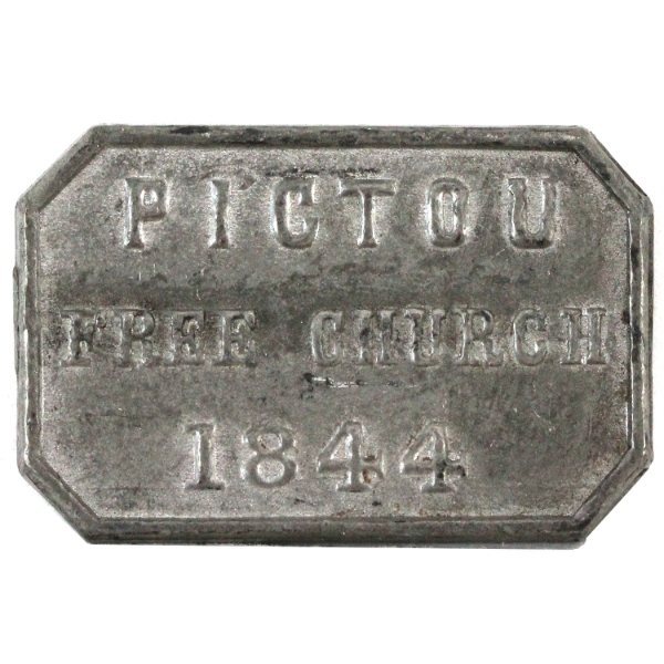 NS-274A 1844 Pictou Free Church 'Let a Man Examine Himself' Communion Token
