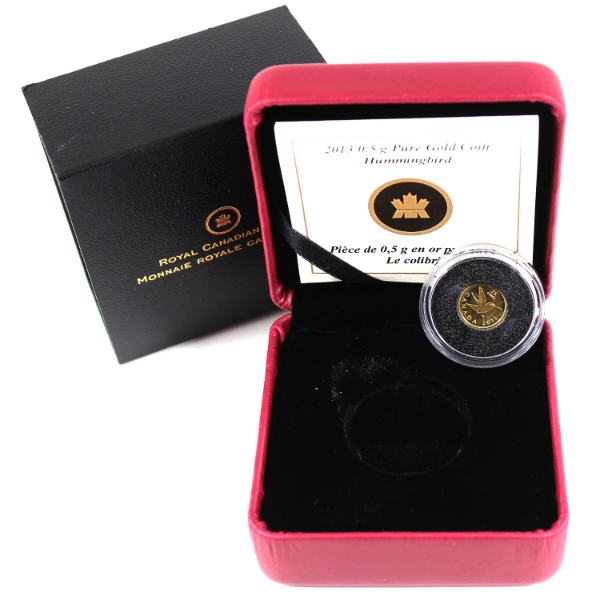 2013 25-cent Hummingbird 0.5g .9999 Fine Gold Coin (Tax Exempt)
