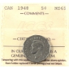 Image 1 : 5-cent 1948 ICCS MS65