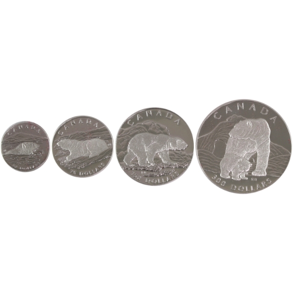 1990 Platinum Polar Bear 4-Coin Fractional Set (Tax Exempt)