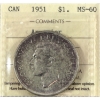 Image 1 : Silver $1 1951 Arnprior ICCS MS60
