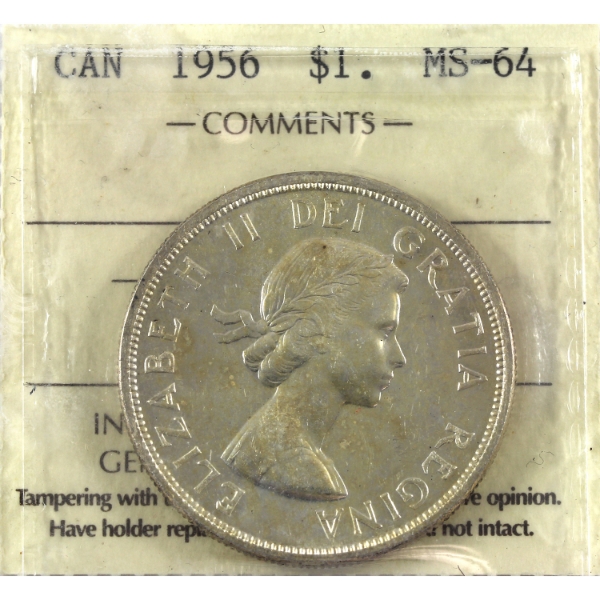 Silver $1 1956 ICCS MS64