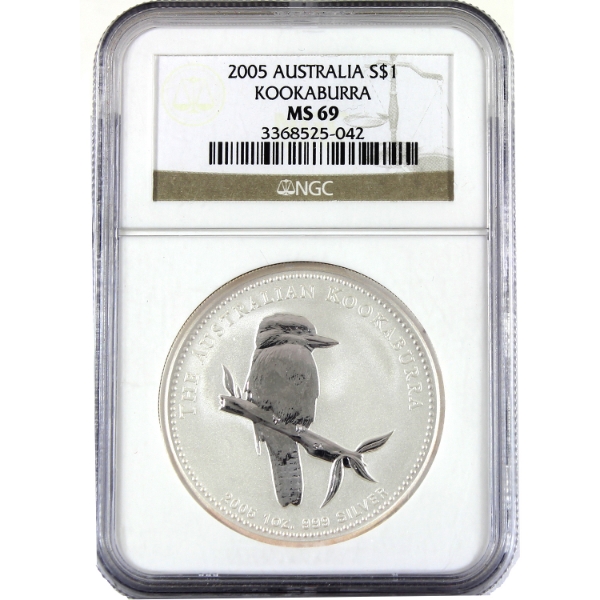 Australia Silver 2005 $1 Kookaburra NGC MS69 (Tax Exempt)