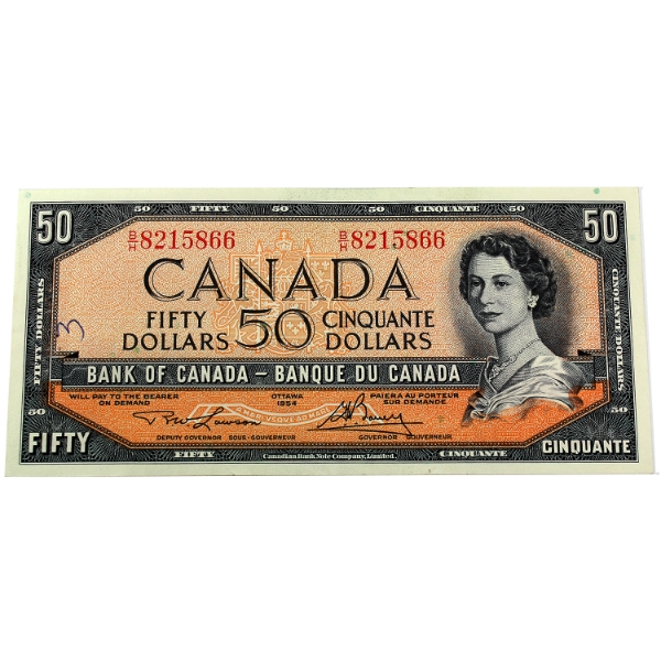 BC-42c 1954 $50 EF-AU Lawson-Bouey SN: B/H8215866