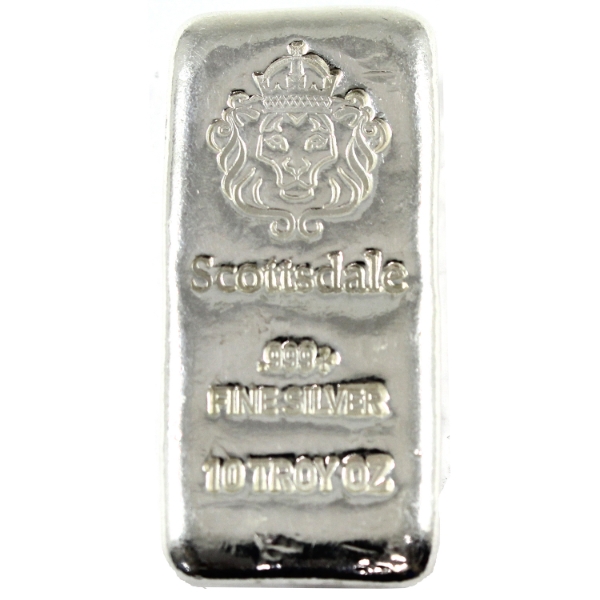10oz Scottsdale Mint "Chunky" .999+ Fine Silver Bar (Tax Exempt)