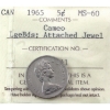 Image 1 : 5-cent 1965 LgeBds; Attached Jewel ICCS MS60 Cameo