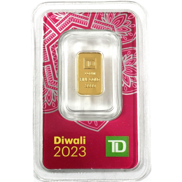 1g TD Diwali 2023 .9999 Fine Gold Bar (Tax Exempt)