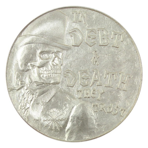 1oz Silver Shield 2017 Death of the Dollar- Debt & Death V3 .999 Fine Silver (Tax Exempt)
