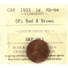 Image 1 : 1-cent 1953 SF ICCS MS64 Red & Brown