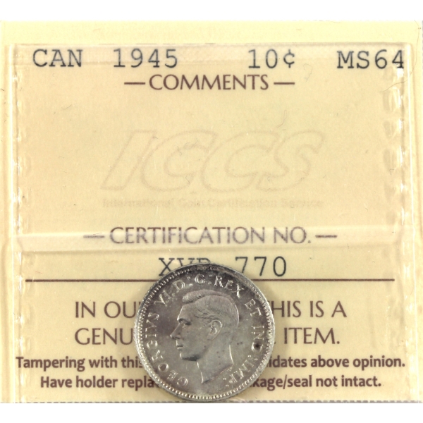 10-cent 1945 ICCS MS64