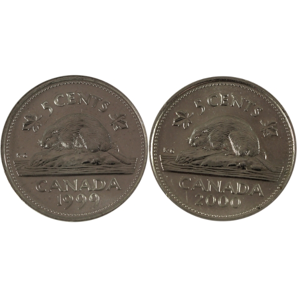 2x 5-cent 1999P & 2000P Test PL. 2pcs.