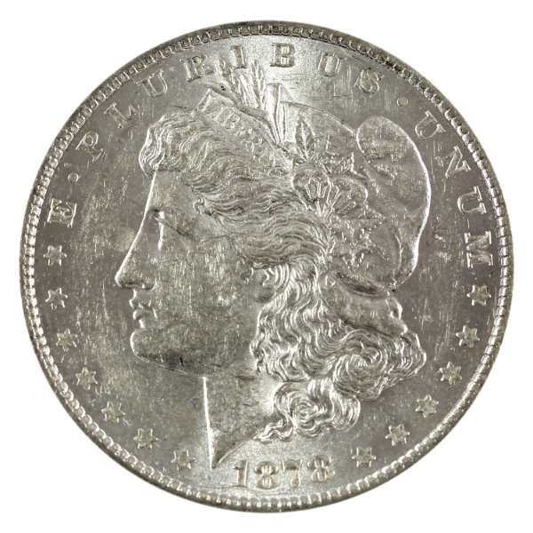 USA Silver 1878 Morgan Dollar 8 Tail Feathers AU-UNC