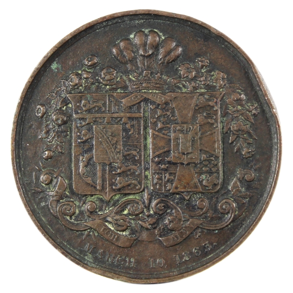 Great Britain 1863 Prince Albert & Princess Alexandra Wedding Medal 121.5g-Copper, 63mm