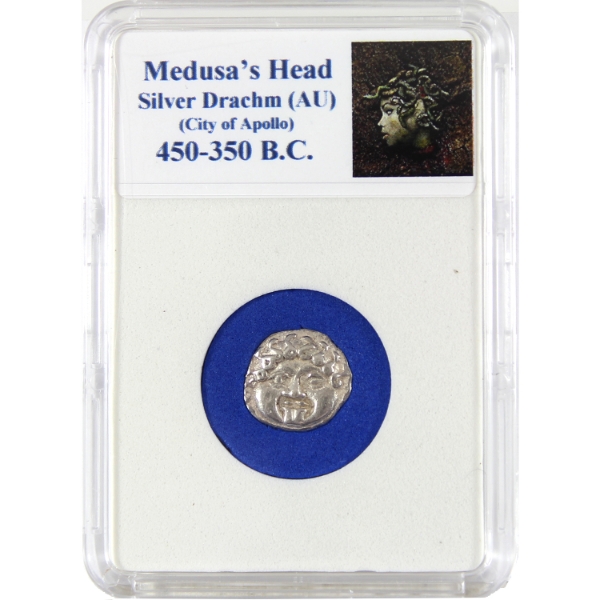 City of Apollo Silver 450-350 B.C.E Medusa's Head Silver Drachm AU