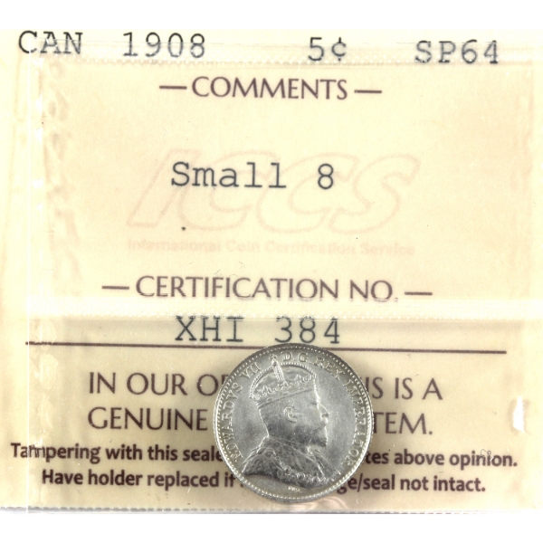 5-cent 1908 Small 8 ICCS SP64