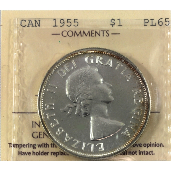 Silver $1 1955 Arnprior ICCS PL65