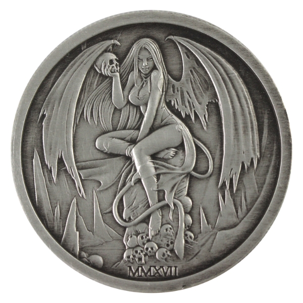2oz Pheli Mint 2017 Temptation of the Succubus .999 Fine Silver Antique Finish Round (Tax Exempt)
