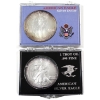 USA Silver 1988 & 1994 Silver Eagle Fine Silver Coins in Plastic Holders. 2pcs. (Tax Exempt)