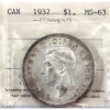 Silver $1 1937 ICCS MS63