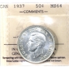 Image 1 : 50-cent 1937 ICCS MS64. Soft Golden Tones and Bright Lustre