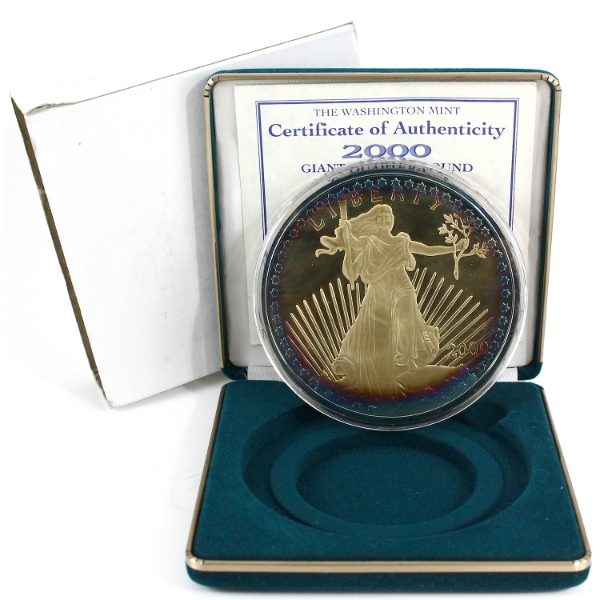 The Washington Mint 2000 Silver giant Quarter-Pound Golden Eagle Gold Plated (Tax Exempt)