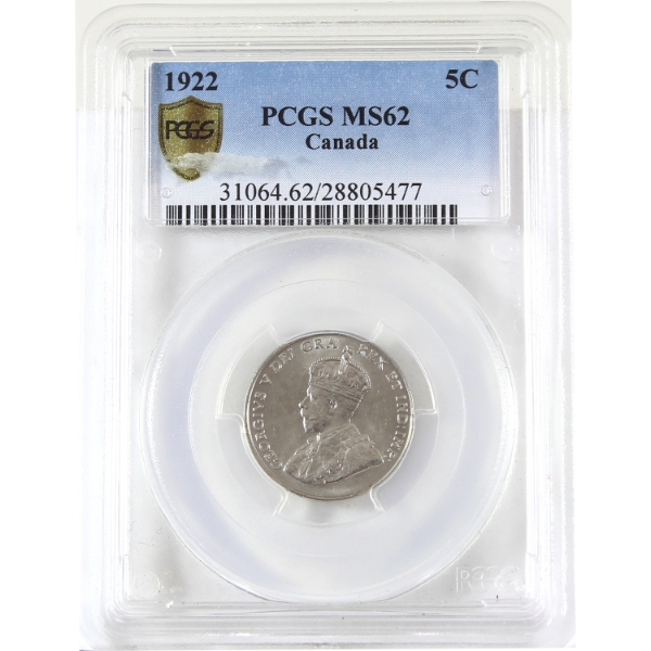 5-cent 1922 Near Rim PCGS MS62