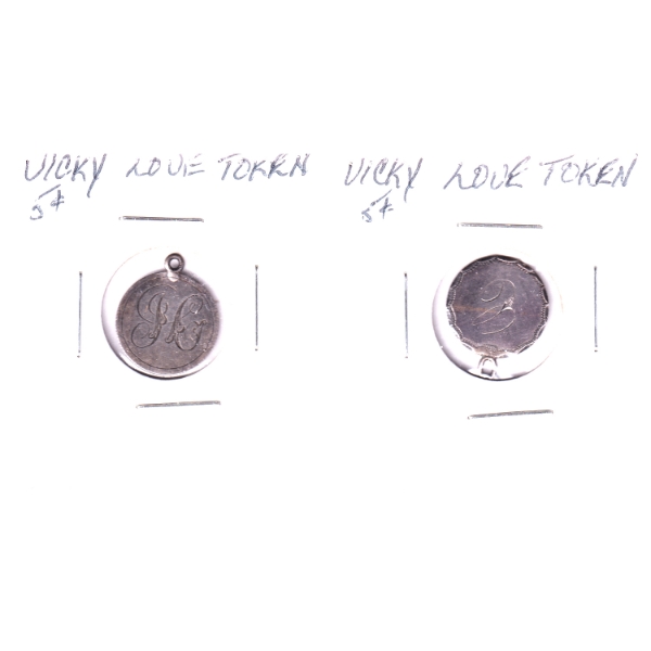 Vicky Love Token Stamped onto 5-cent Coins. 2pcs