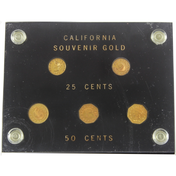 USA California 25-cent & 50-cent Gold Souvenir Token 5-Piece Set