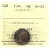 Image 1 : 10-cent 1940 Re-Engraved ICCS MS65