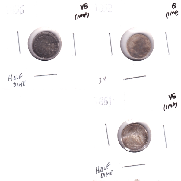 USA 1852-1861 Mixed Denomination G-VG. 3pcs.