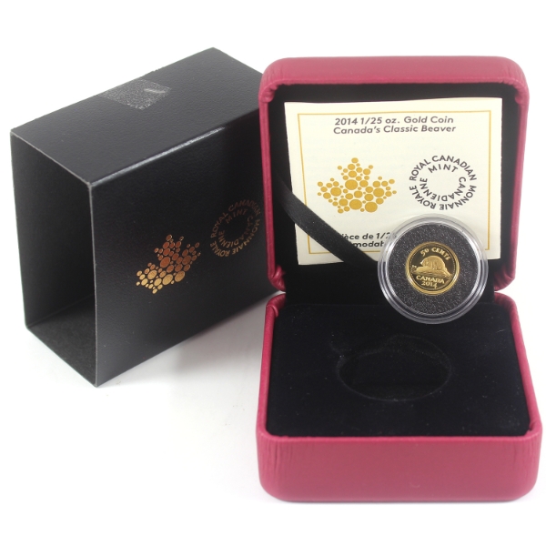2014 50-cent Canada's Classic Beaver 1/25oz .9999 Pure Gold Coin (Tax Exempt)