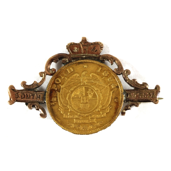 3.9g South Africa Gold 1894 1/2 Pond Coin Brooch