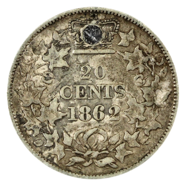 New Brunswick 20-cent 1862 F-VF (Holed)