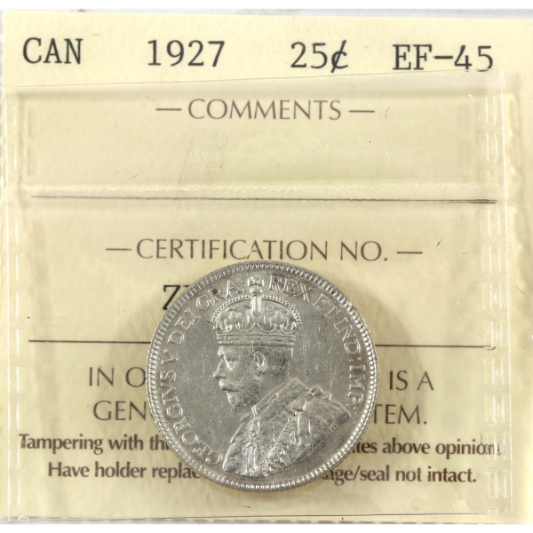 25-cent 1927 ICCS EF45