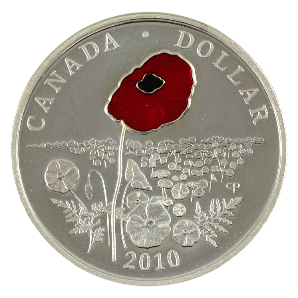 2010 $1 Poppy Limited Edition Proof Sterling Silver Dollar Heavy Cameo
