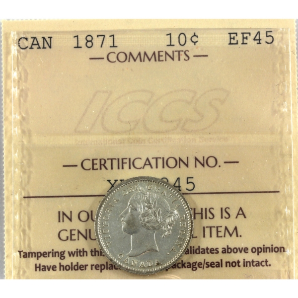 10-cent 1871 ICCS EF45