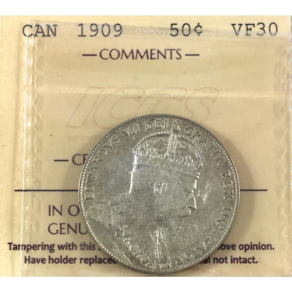 50-cent 1909 ICCS VF30