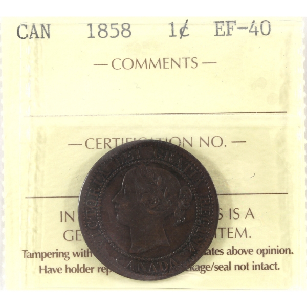 1-cent 1858 ICCS EF40
