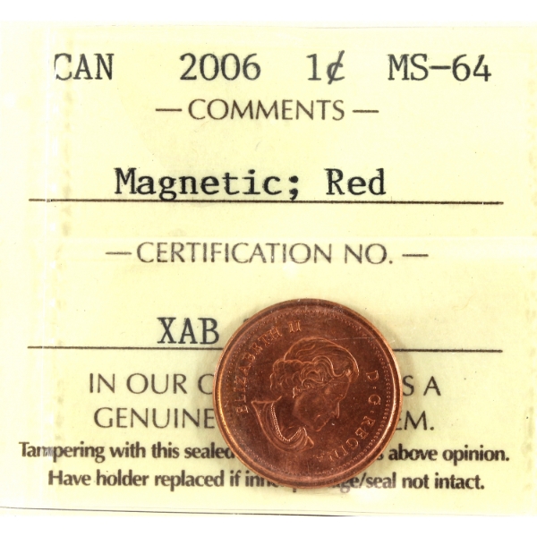 1-cent 2006 Magnetic ICCS MS64 Red