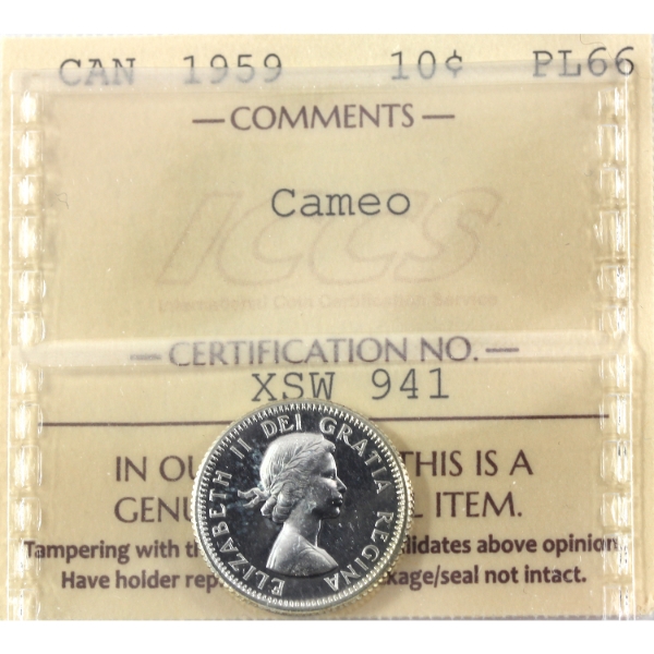 10-cent 1959 ICCS PL66 Cameo