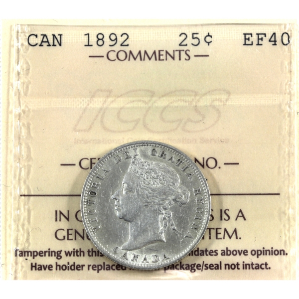 25-cent 1892 ICCS EF40