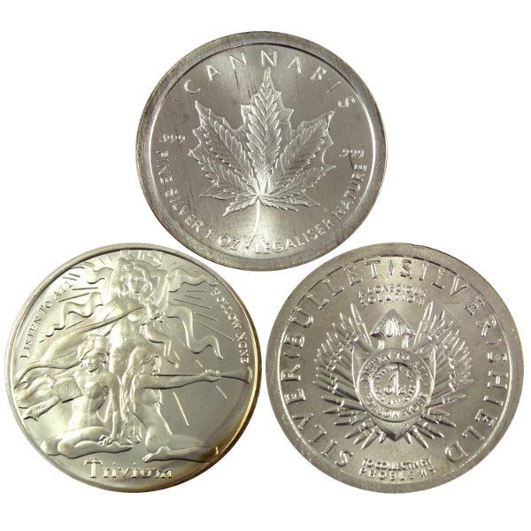 3x 1oz Silver Shield .999 Fine Silver Rounds. 3pcs. (Tax Exempt)