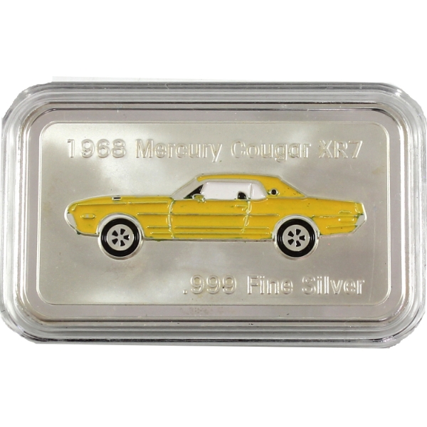 1oz 1968 Mercury Cougar XR7 .999 Fine Silver Bar (Tax Exempt)
