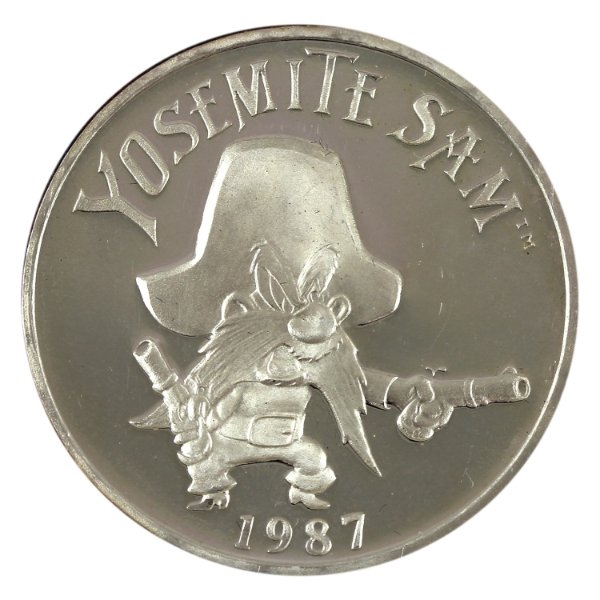 1oz Highland Mint 1987  Looney Tunes-Yosemite Sam .999 Fine Silver Round (Tax Exempt)
