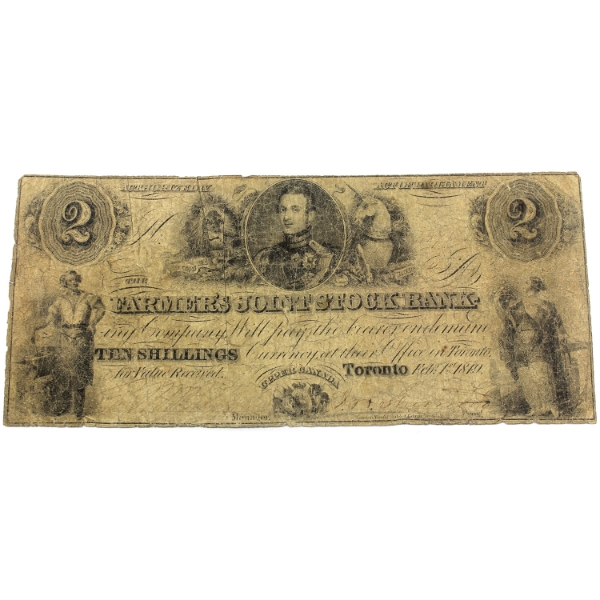 280-12-04 1849 $2 Farmer's Joint Stock Bank Toronto F