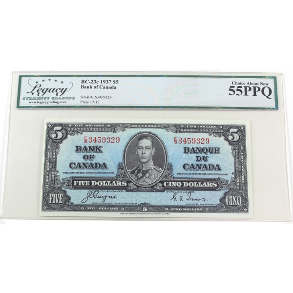 BC-23c 1937 $5 Legacy Choice AU55 PPQ Coyne-Towers SN: E/S3459329