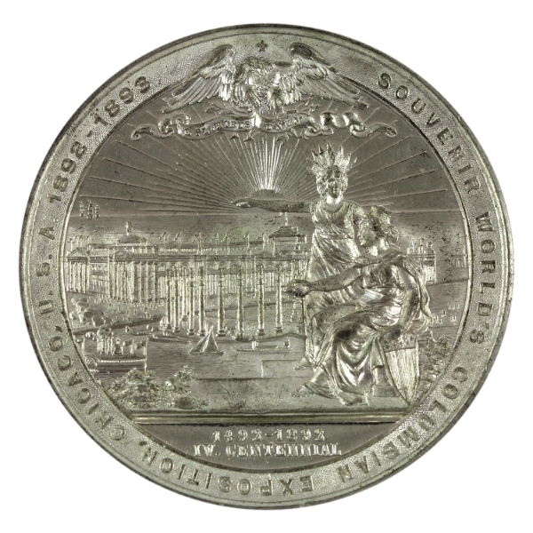 USA 1892-93 Chicago Columbian Expo Christopher Columbus Medal 33.46g-Aluminum, 50mm
