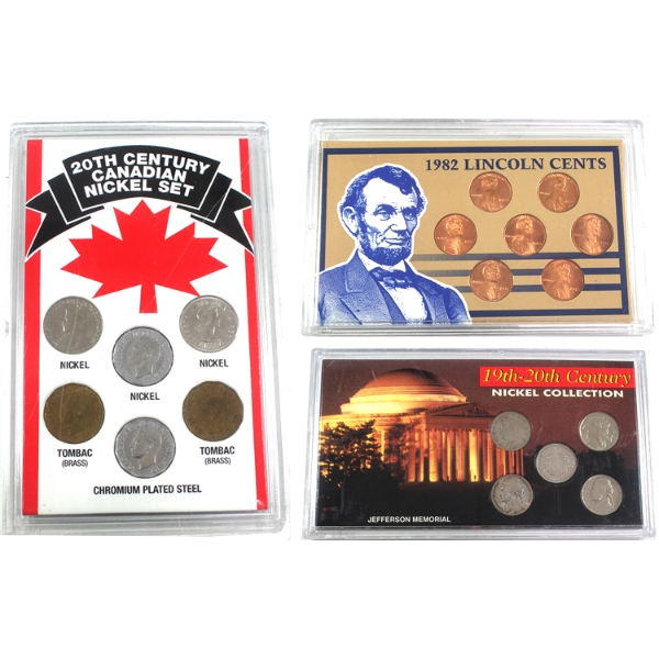 Canada & USA 1-cent & 5-cent Sets. 3 Sets.